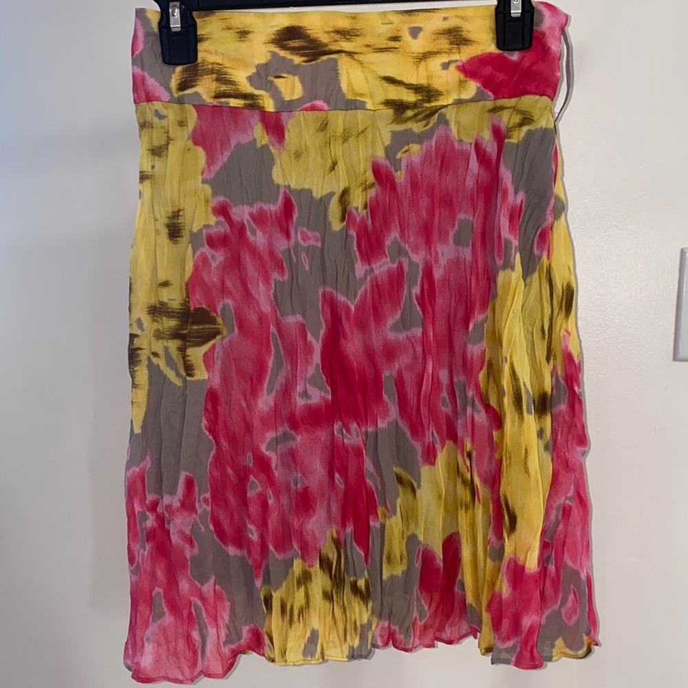INC International Concepts Pink, Yellow, and Gray A-Line Skirt